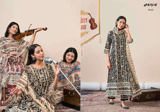 Jay Vijay Jahaan Vol 2 Pure Cotton Block Print Embroidered Dress Material