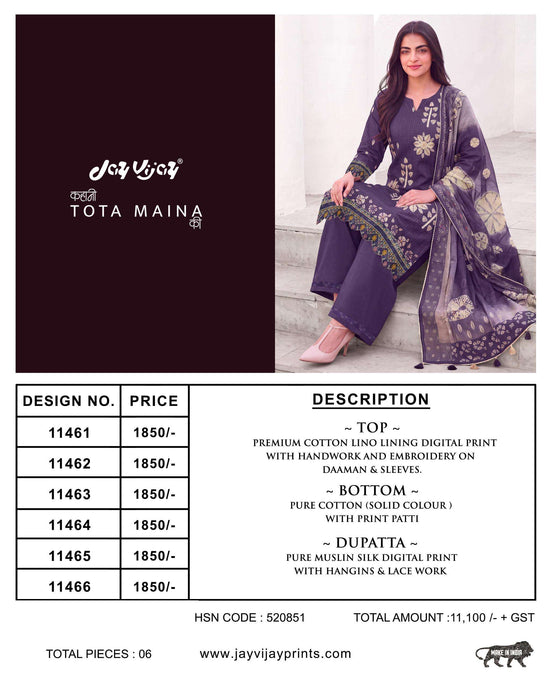 Jay Vijay Kahani Tota Maina Ki Premium Cotton Dress Material Wholesale