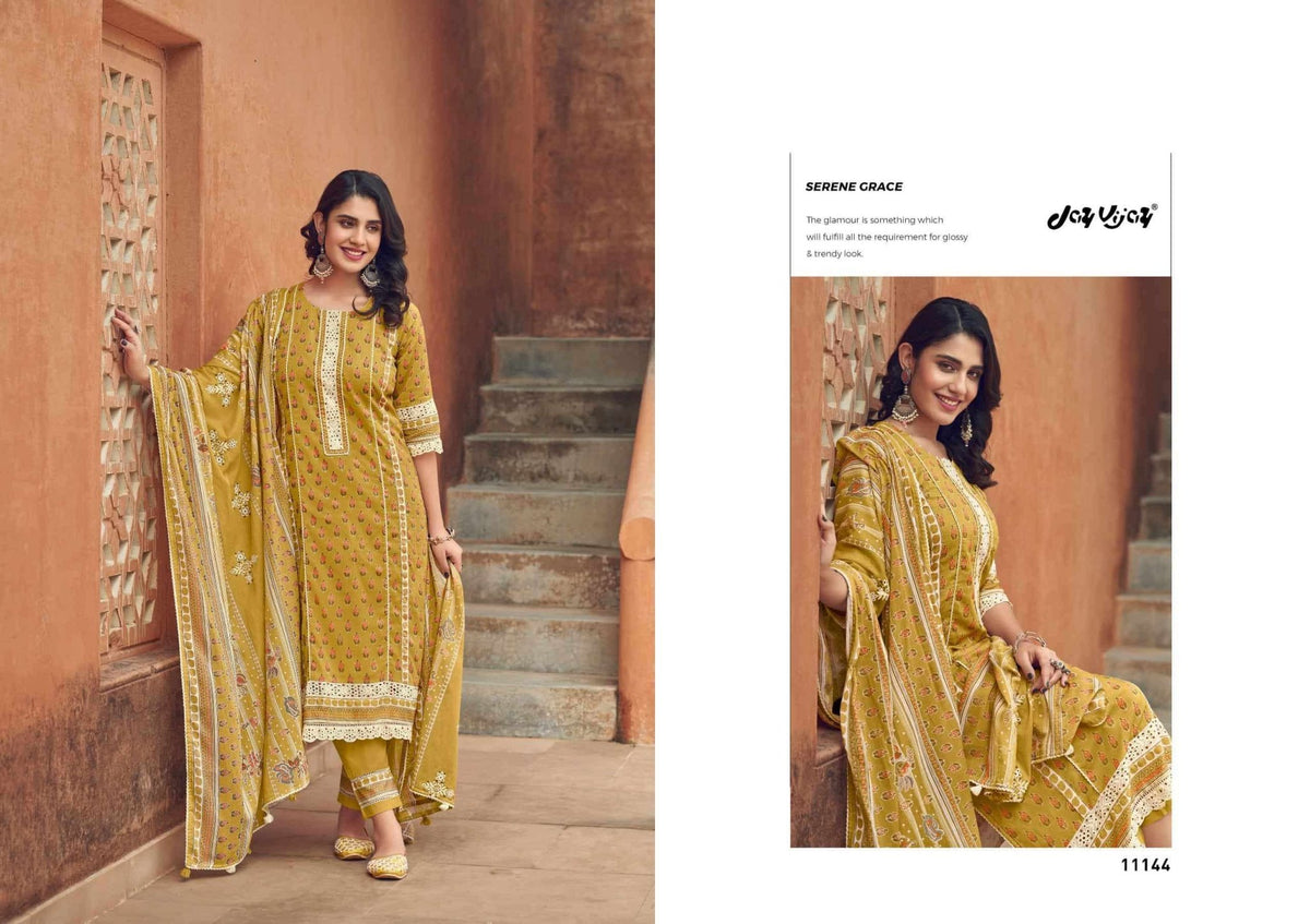 Jay Vijay Karigari Tales Pure Mal Mal Cotton Dress Material - Amrah Wholesale