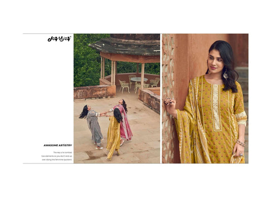 Jay Vijay Karigari Tales Pure Mal Mal Cotton Dress Material - Amrah Wholesale