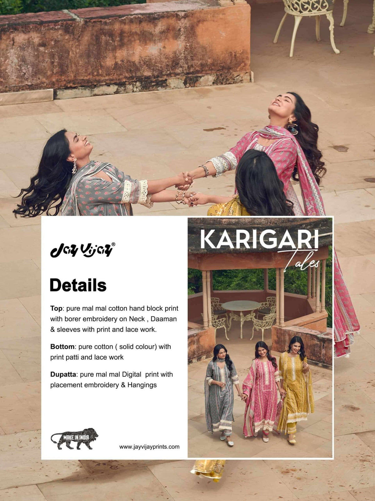 Jay Vijay Karigari Tales Pure Mal Mal Cotton Dress Material - Amrah Wholesale