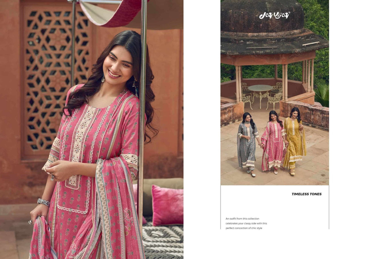 Jay Vijay Karigari Tales Pure Mal Mal Cotton Dress Material - Amrah Wholesale