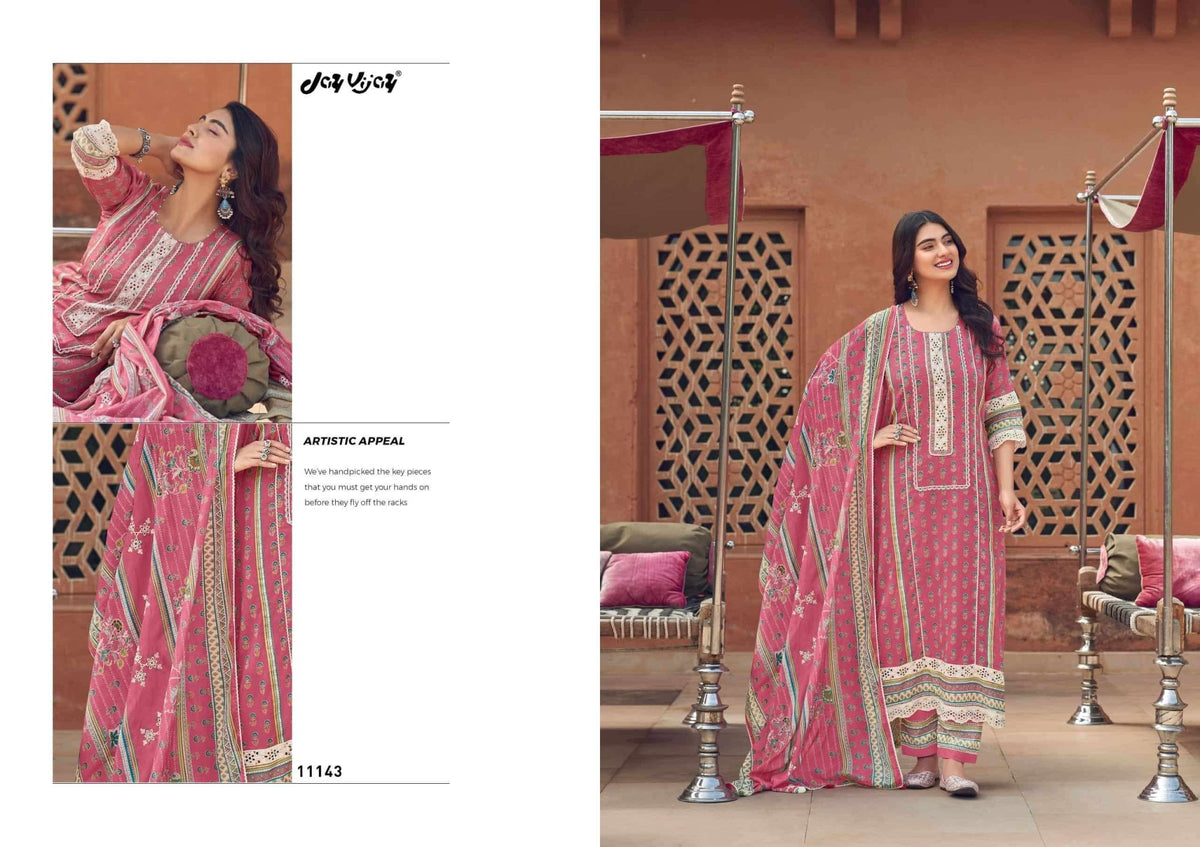 Jay Vijay Karigari Tales Pure Mal Mal Cotton Dress Material - Amrah Wholesale