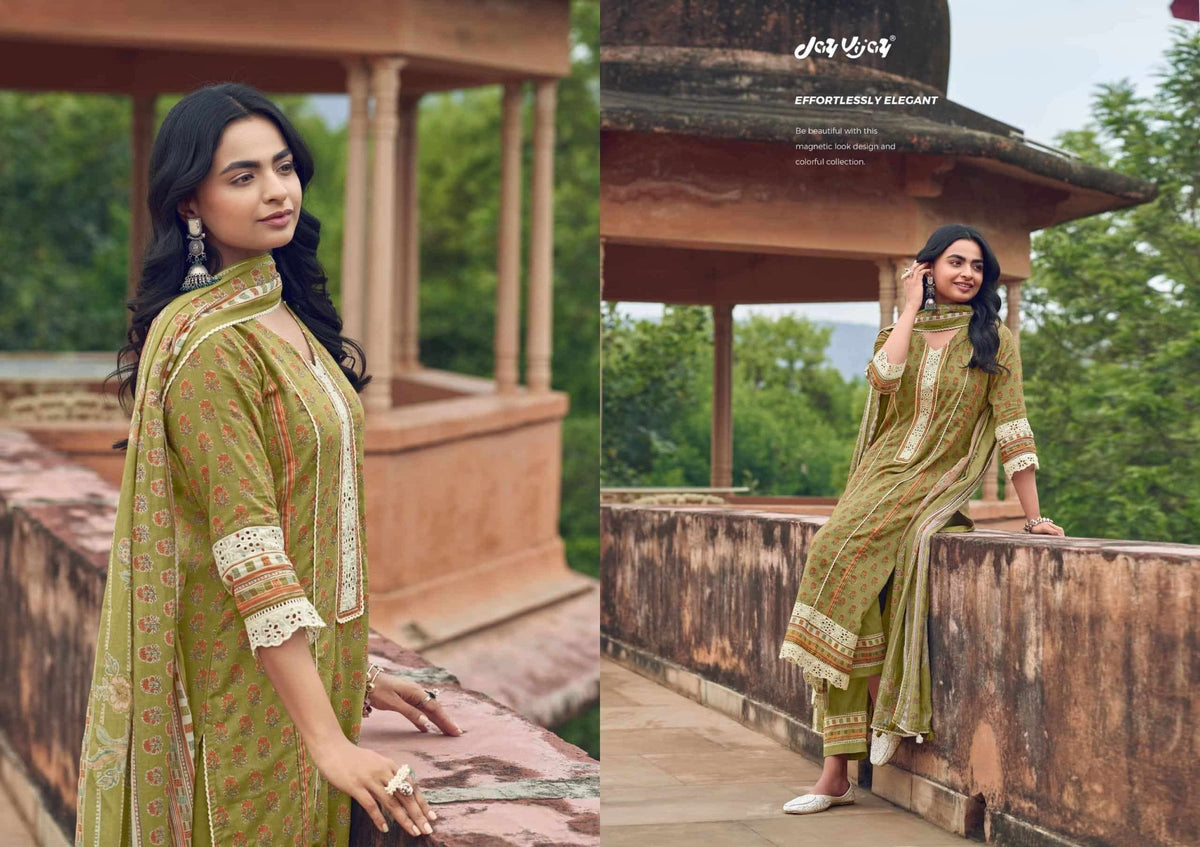 Jay Vijay Karigari Tales Pure Mal Mal Cotton Dress Material - Amrah Wholesale