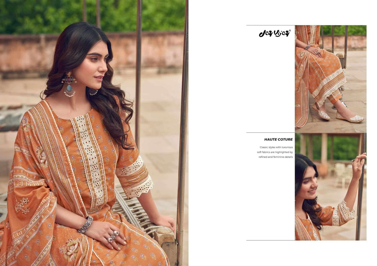 Jay Vijay Karigari Tales Pure Mal Mal Cotton Dress Material - Amrah Wholesale