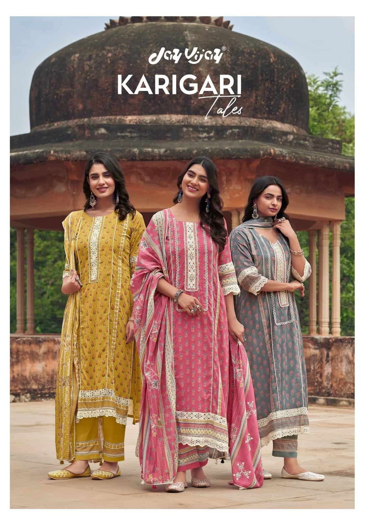 Jay Vijay Karigari Tales Pure Mal Mal Cotton Dress Material - Amrah Wholesale