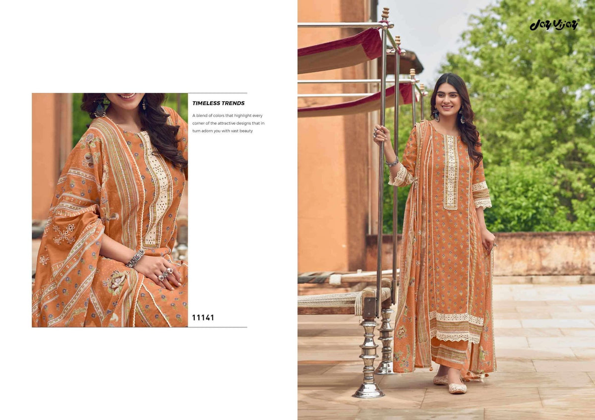Jay Vijay Karigari Tales Pure Mal Mal Cotton Dress Material - Amrah Wholesale