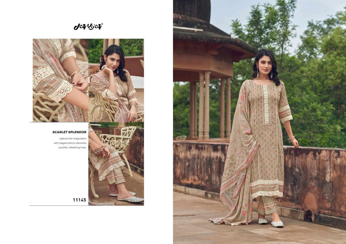 Jay Vijay Karigari Tales Pure Mal Mal Cotton Dress Material - Amrah Wholesale