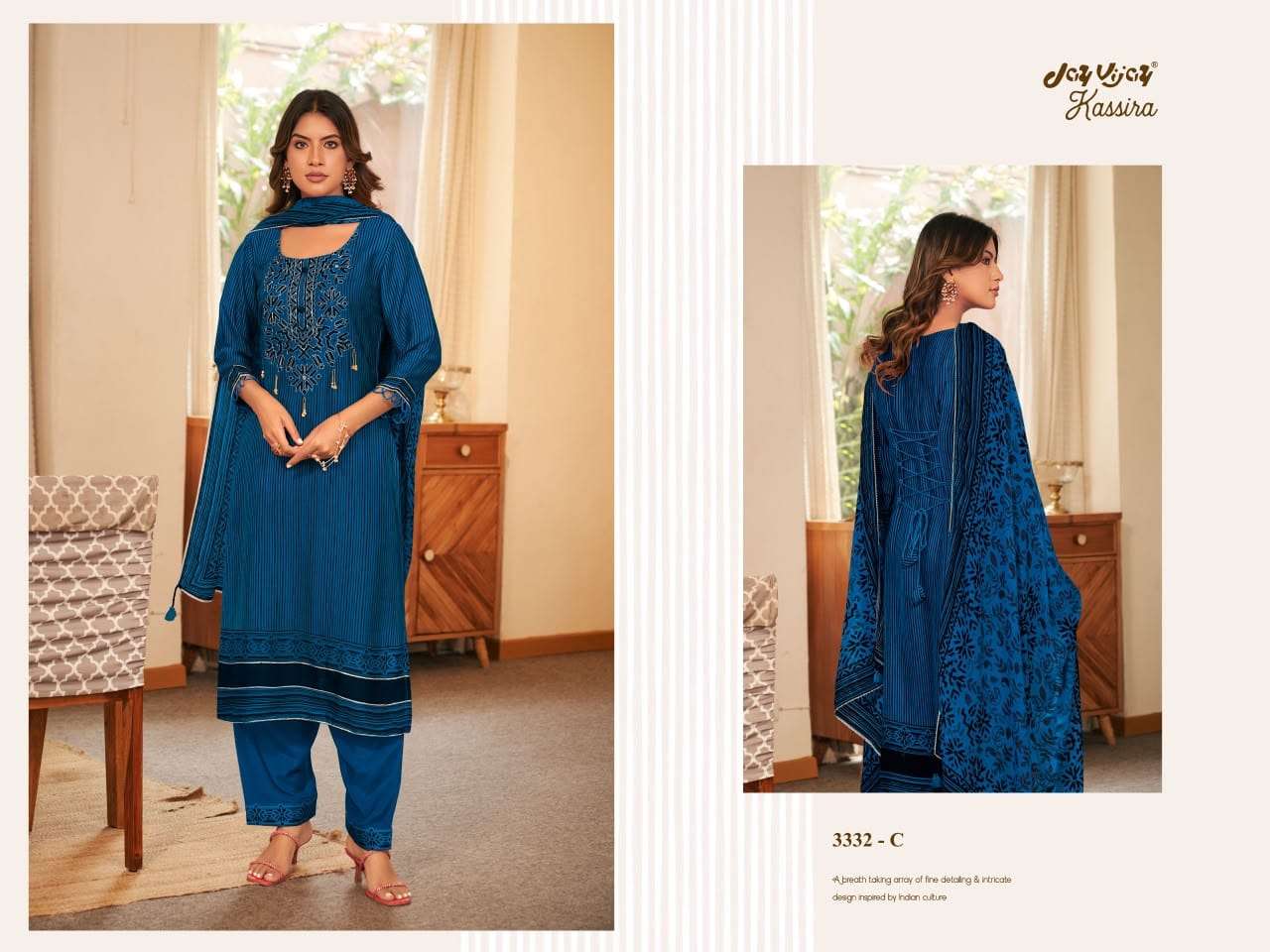 Jay Vijay Kassira 3332 Bemberg Silk Slub Dress Material