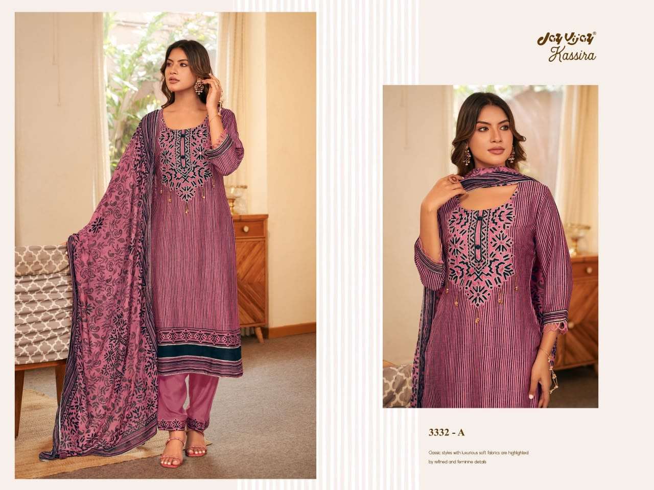 Jay Vijay Kassira 3332 Bemberg Silk Slub Dress Material