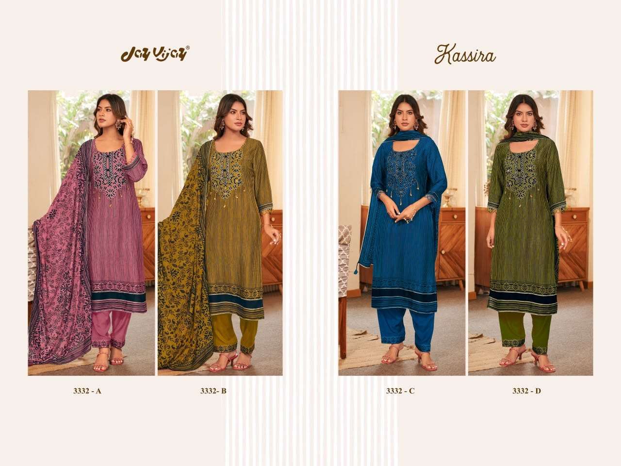 Jay Vijay Kassira 3332 Bemberg Silk Slub Dress Material