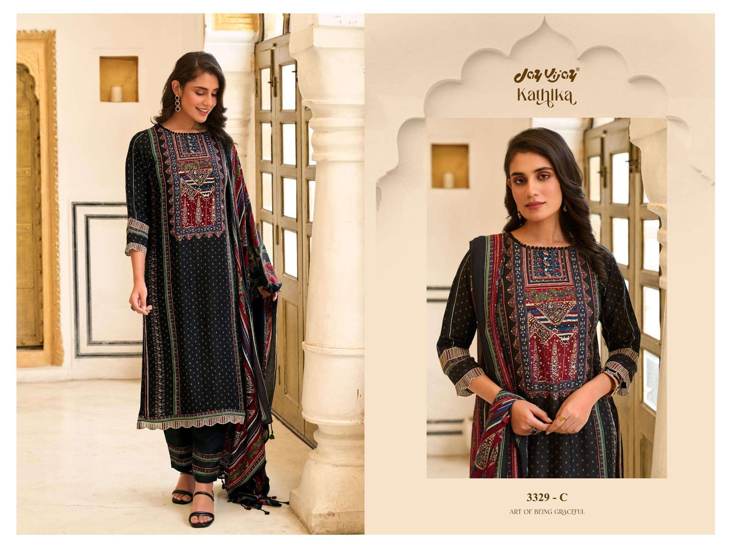 Jay Vijay Kathika 3329 Bemberg Silk Salwar Suit