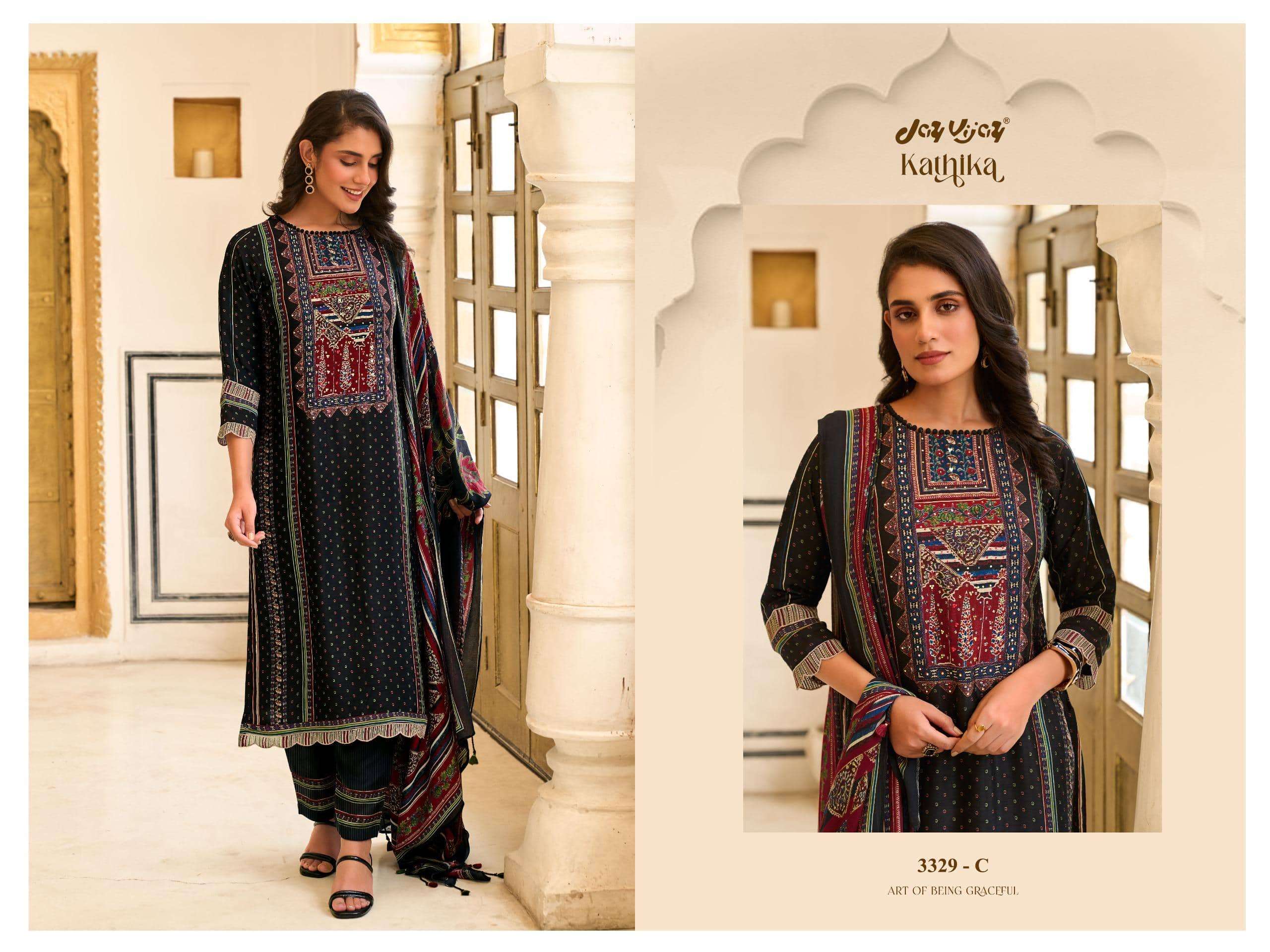 Jay Vijay Kathika 3329 Bemberg Silk Salwar Suit