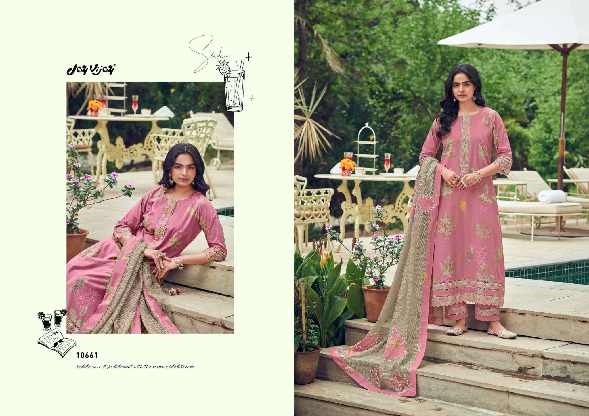 Jay Vijay Kesariya Premium Cotton Embroidered Dress Material - Amrah Wholesale