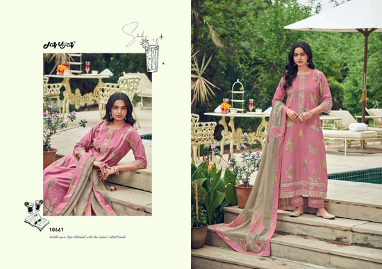 Jay Vijay Kesariya Premium Cotton Embroidered Dress Material - Amrah Wholesale