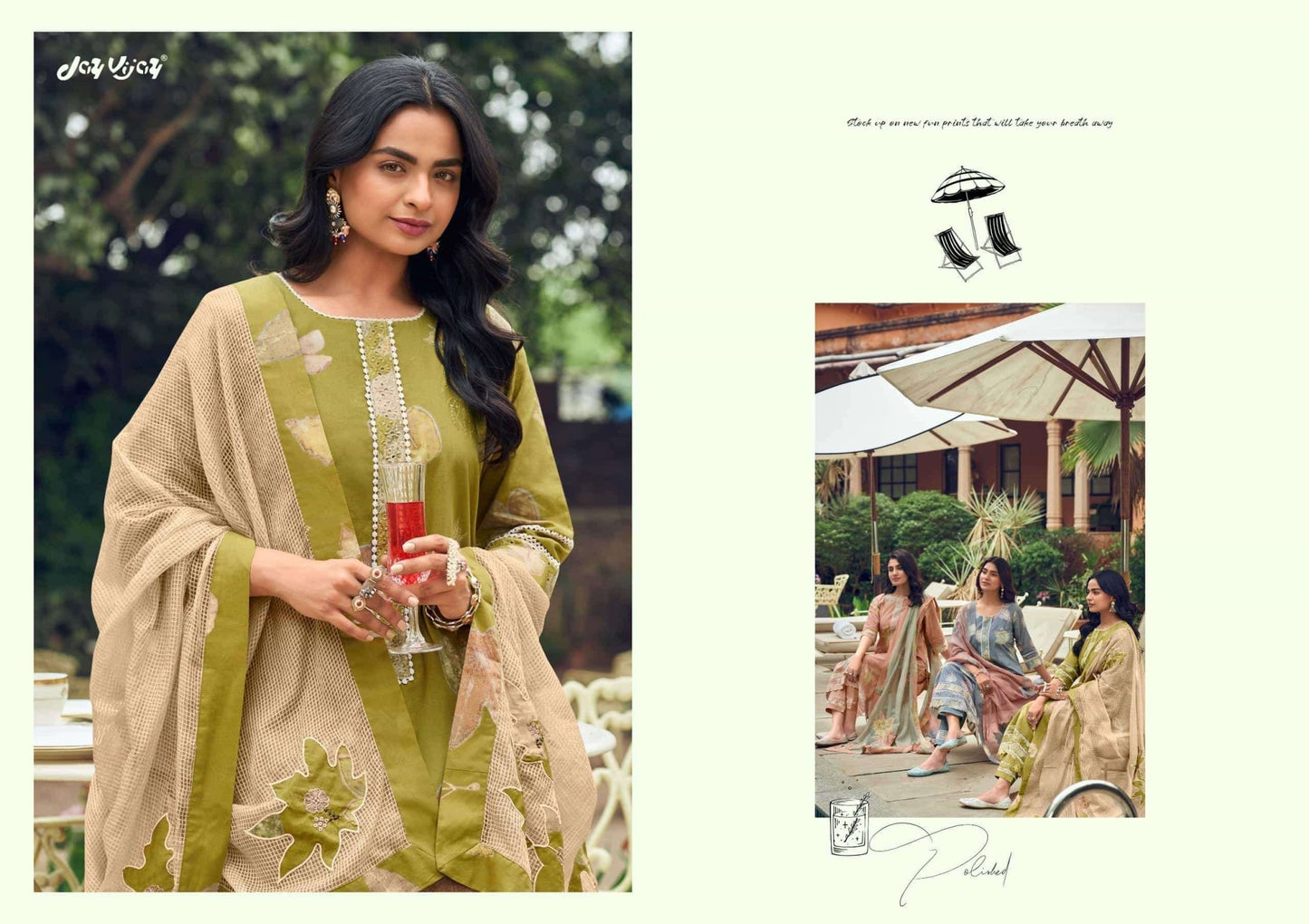 Jay Vijay Kesariya Premium Cotton Embroidered Dress Material - Amrah Wholesale