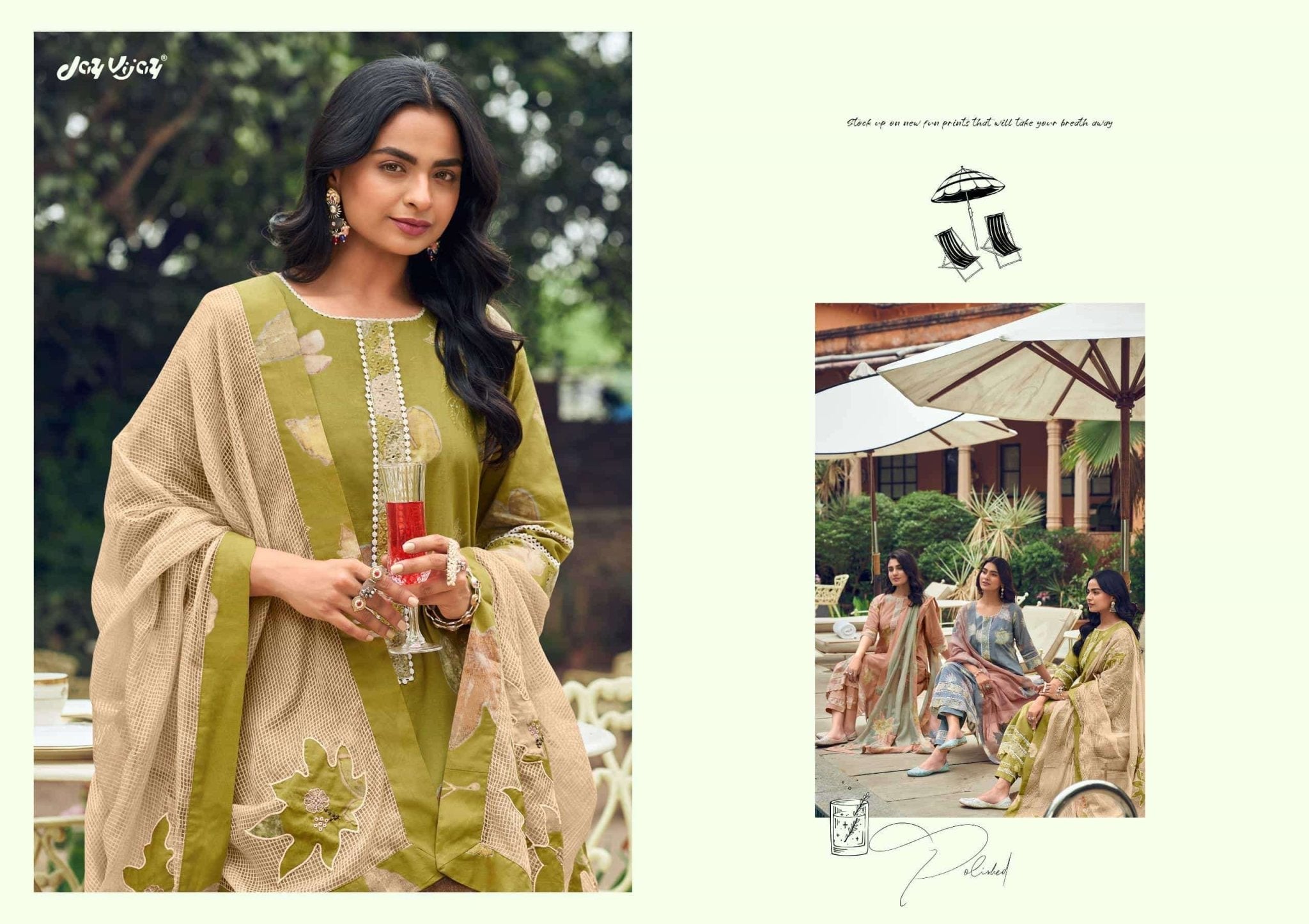 Jay Vijay Kesariya Premium Cotton Embroidered Dress Material - Amrah Wholesale