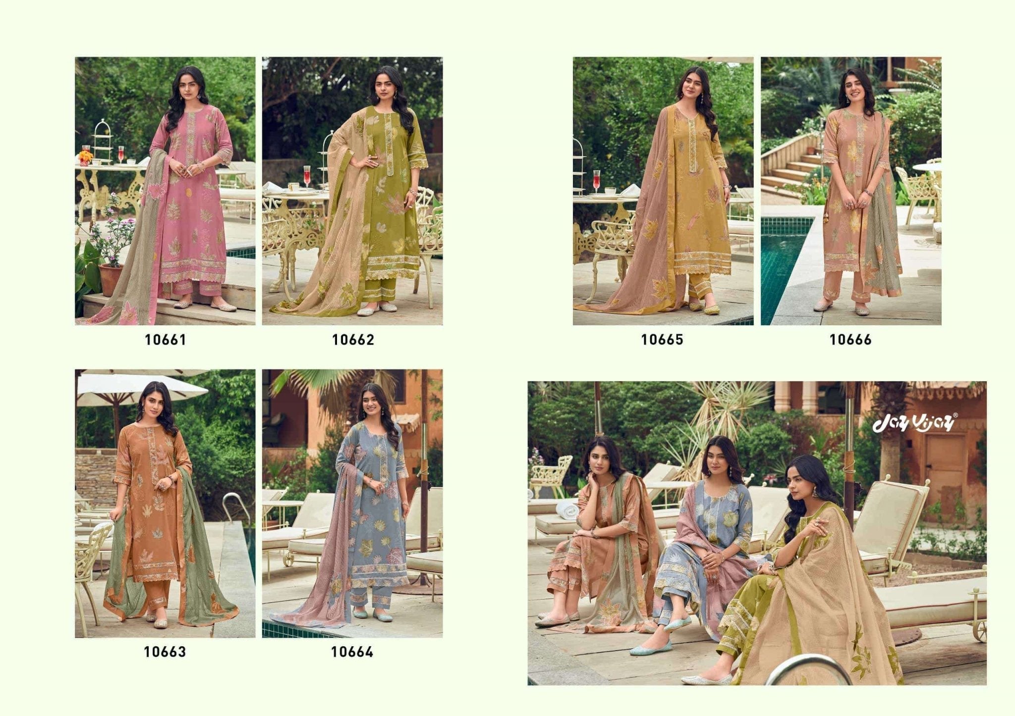 Jay Vijay Kesariya Premium Cotton Embroidered Dress Material - Amrah Wholesale