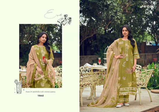 Jay Vijay Kesariya Premium Cotton Embroidered Dress Material - Amrah Wholesale
