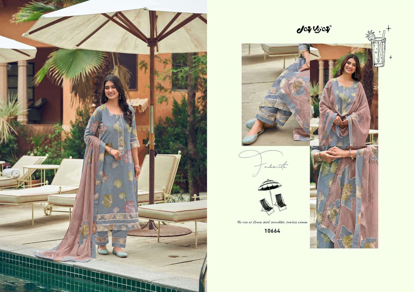 Jay Vijay Kesariya Premium Cotton Embroidered Dress Material - Amrah Wholesale