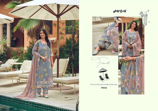 Jay Vijay Kesariya Premium Cotton Embroidered Dress Material - Amrah Wholesale