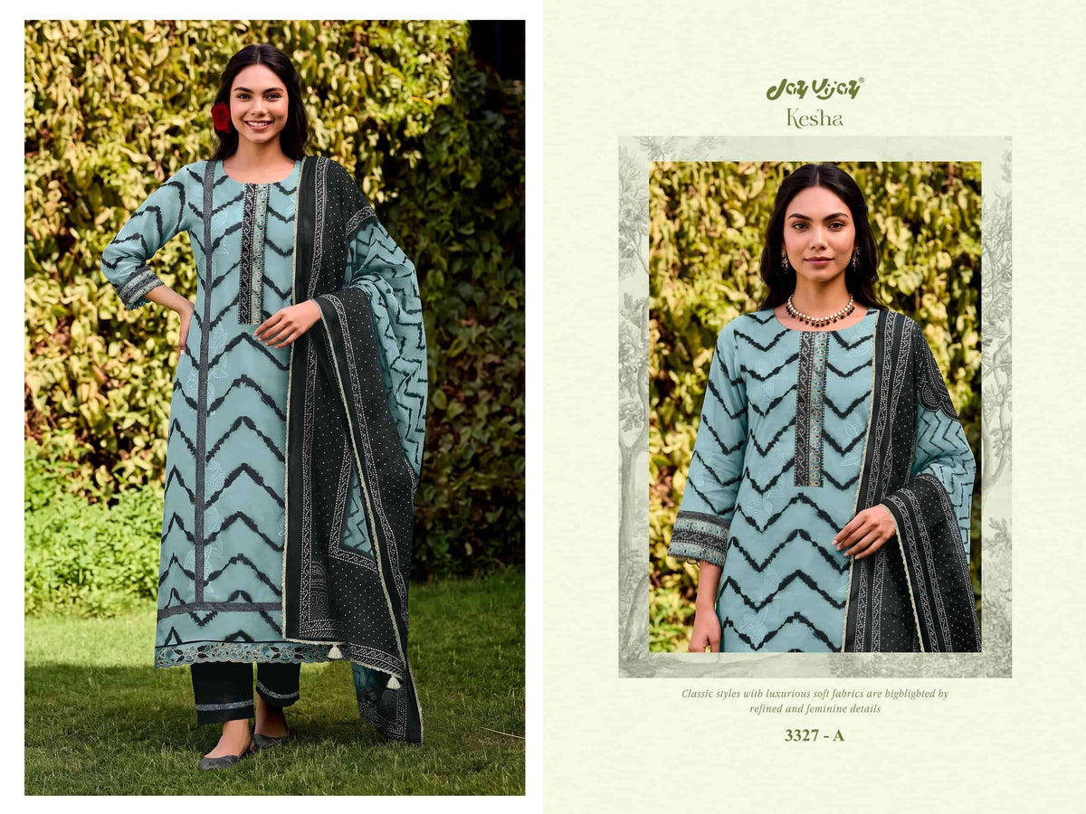 Jay Vijay Kesha 3327 Premium Cotton Embroidered Salwar Suit Set