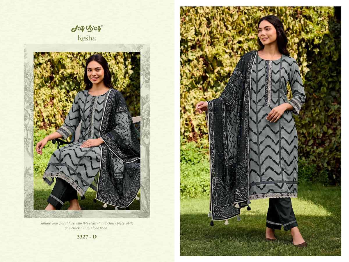 Jay Vijay Kesha 3327 Premium Cotton Embroidered Salwar Suit Set