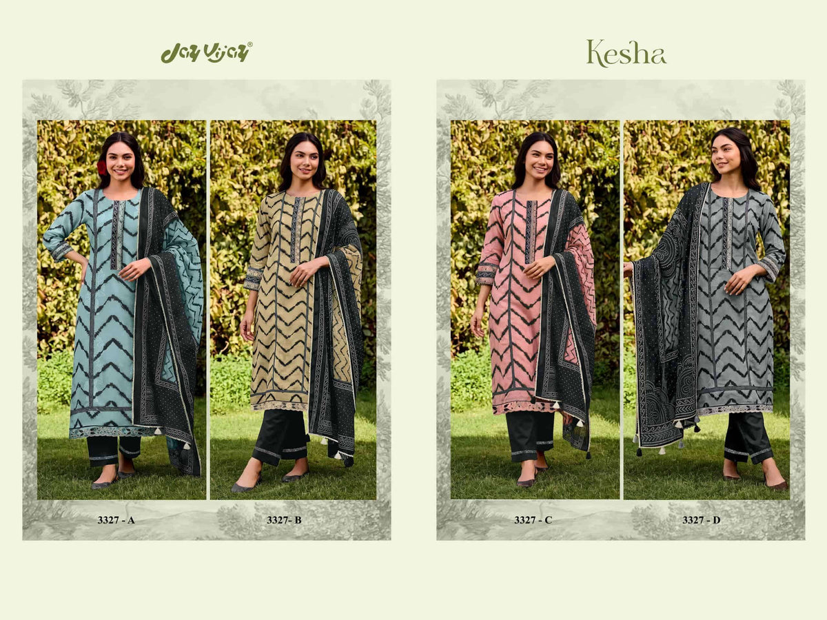 Jay Vijay Kesha 3327 Premium Cotton Embroidered Salwar Suit Set