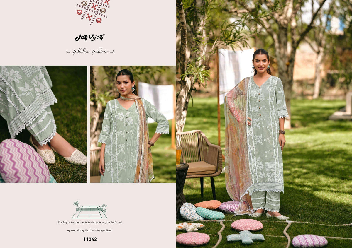 Jay Vijay Khel Kud South Cotton Hand Block Print Dress Material
