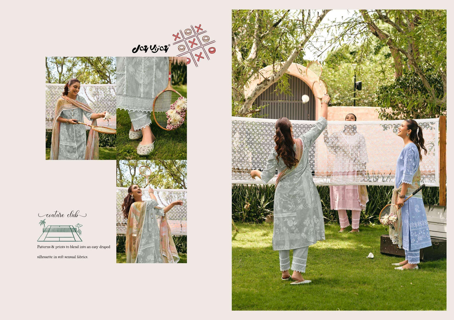 Jay Vijay Khel Kud South Cotton Hand Block Print Dress Material