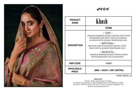 Jay Vijay Khush 3348 Bemberg Silk Dress Material