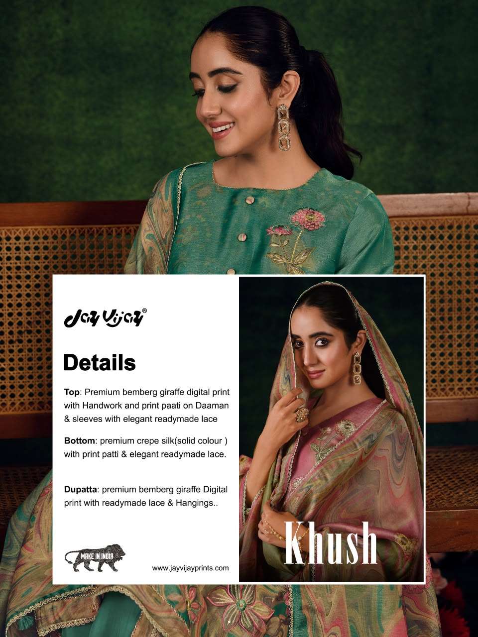 Jay Vijay Khush 3348 Bemberg Silk Dress Material