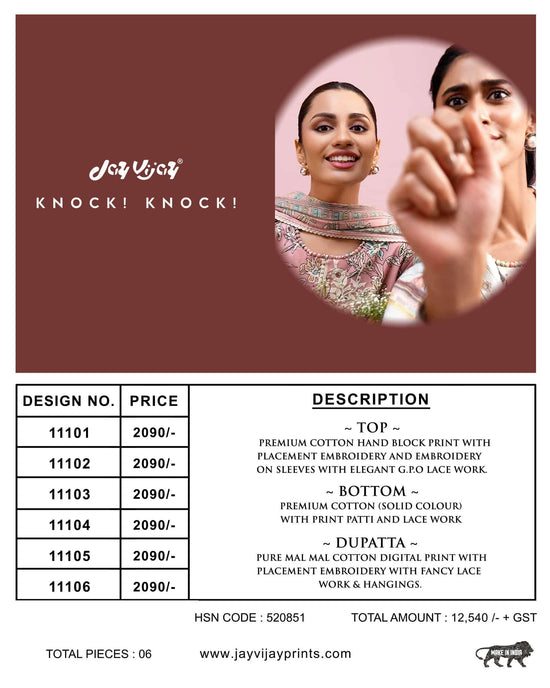 Jay Vijay Knock Knock Premium Cotton Dress Material - Amrah Wholesale
