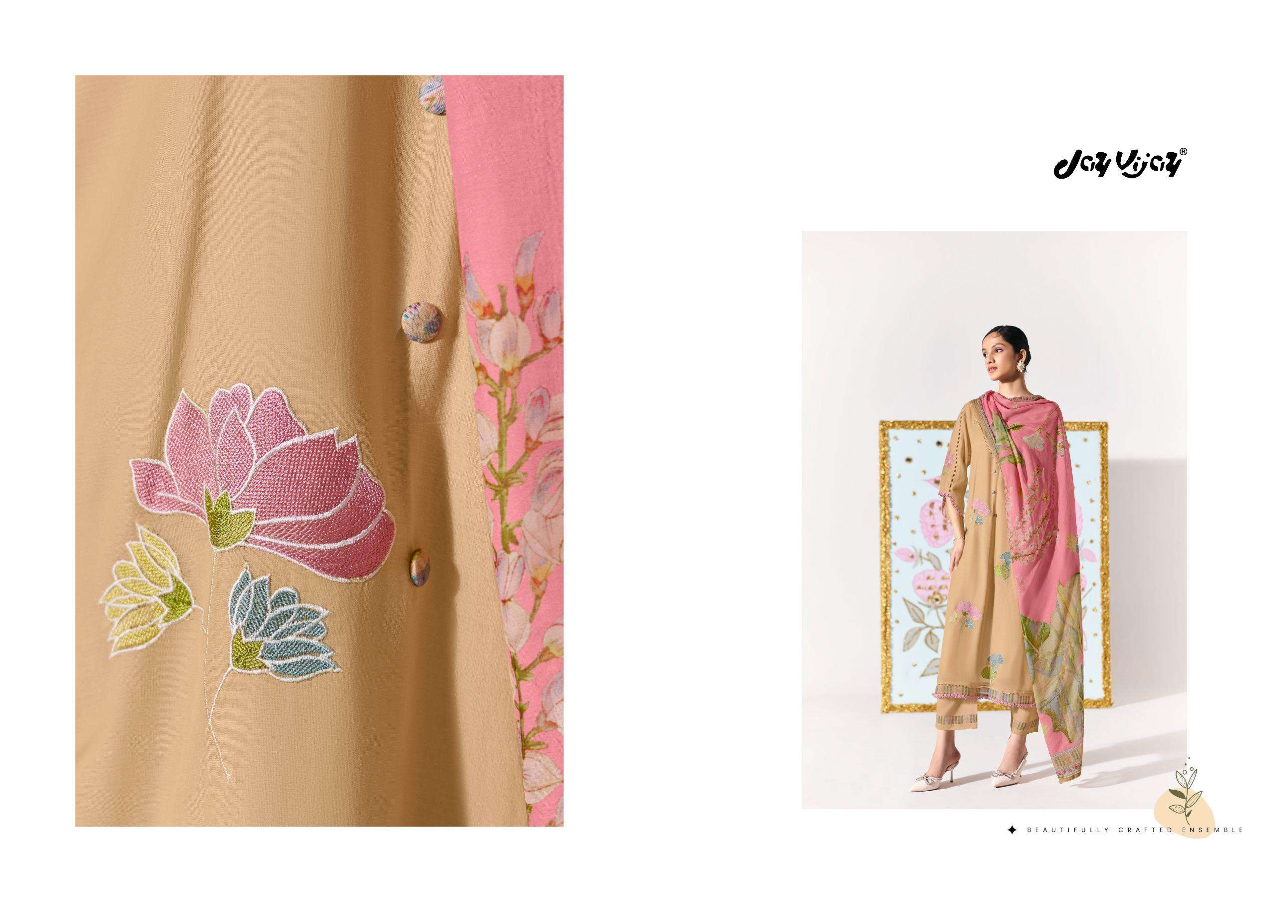 Jay Vijay Lotus Chanderi Embroidered Dress Material