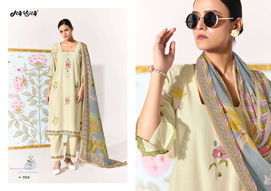 Jay Vijay Lotus Chanderi Embroidered Dress Material