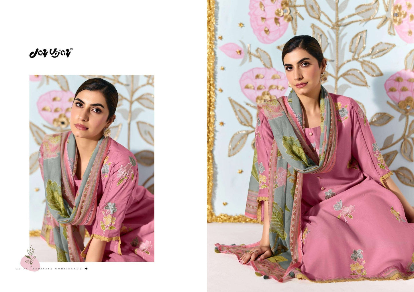 Jay Vijay Lotus Chanderi Embroidered Dress Material - Amrah Wholesale
