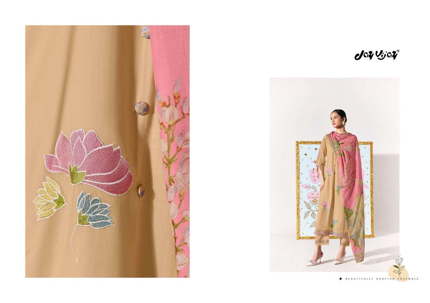 Jay Vijay Lotus Chanderi Embroidered Dress Material - Amrah Wholesale
