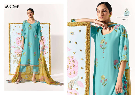 Jay Vijay Lotus Chanderi Embroidered Dress Material - Amrah Wholesale