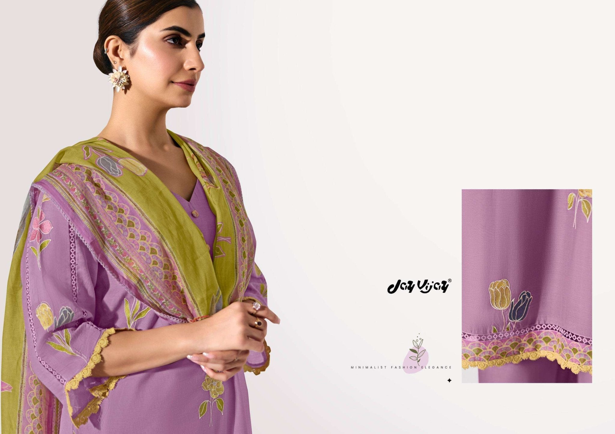 Jay Vijay Lotus Chanderi Embroidered Dress Material - Amrah Wholesale