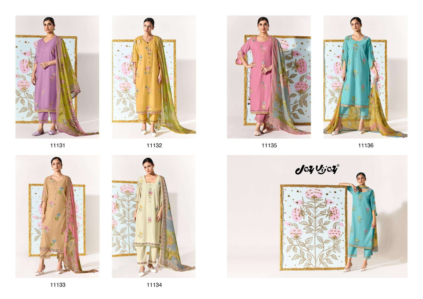 Jay Vijay Lotus Chanderi Embroidered Dress Material - Amrah Wholesale