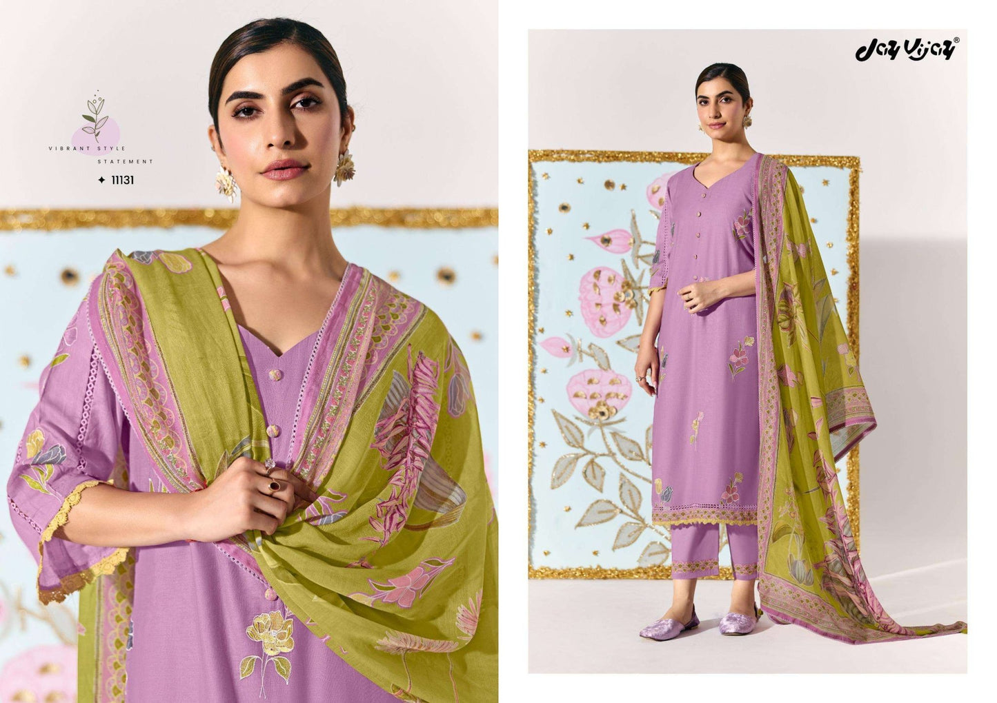 Jay Vijay Lotus Chanderi Embroidered Dress Material - Amrah Wholesale