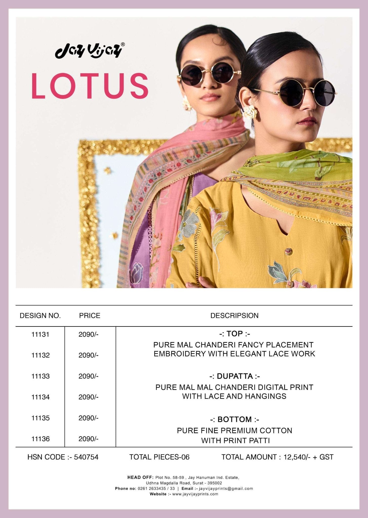 Jay Vijay Lotus Chanderi Embroidered Dress Material - Amrah Wholesale