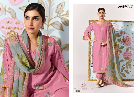 Jay Vijay Lotus Chanderi Embroidered Dress Material - Amrah Wholesale