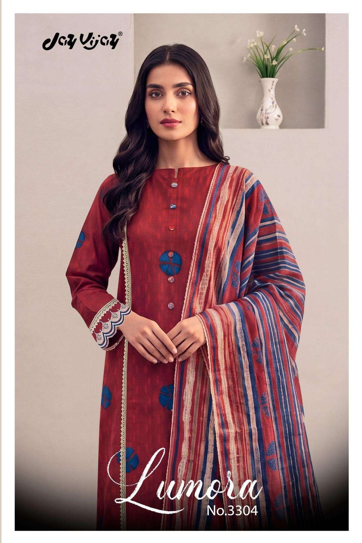 Jay Vijay Lumora 3304 Premium Cotton Dress Material - Amrah Wholesale