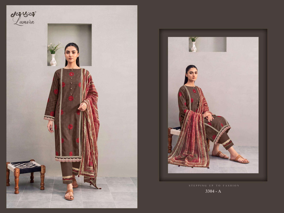 Jay Vijay Lumora 3304 Premium Cotton Dress Material - Amrah Wholesale