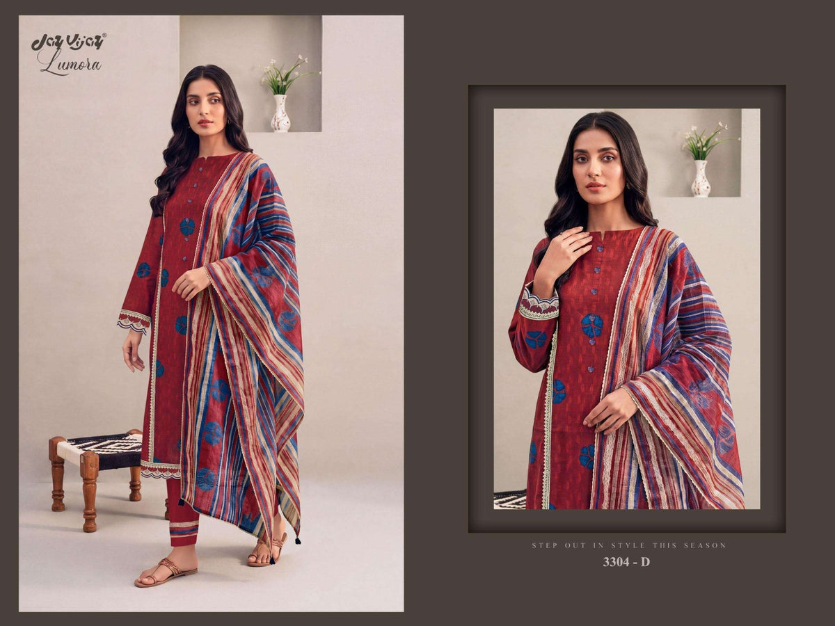 Jay Vijay Lumora 3304 Premium Cotton Dress Material - Amrah Wholesale