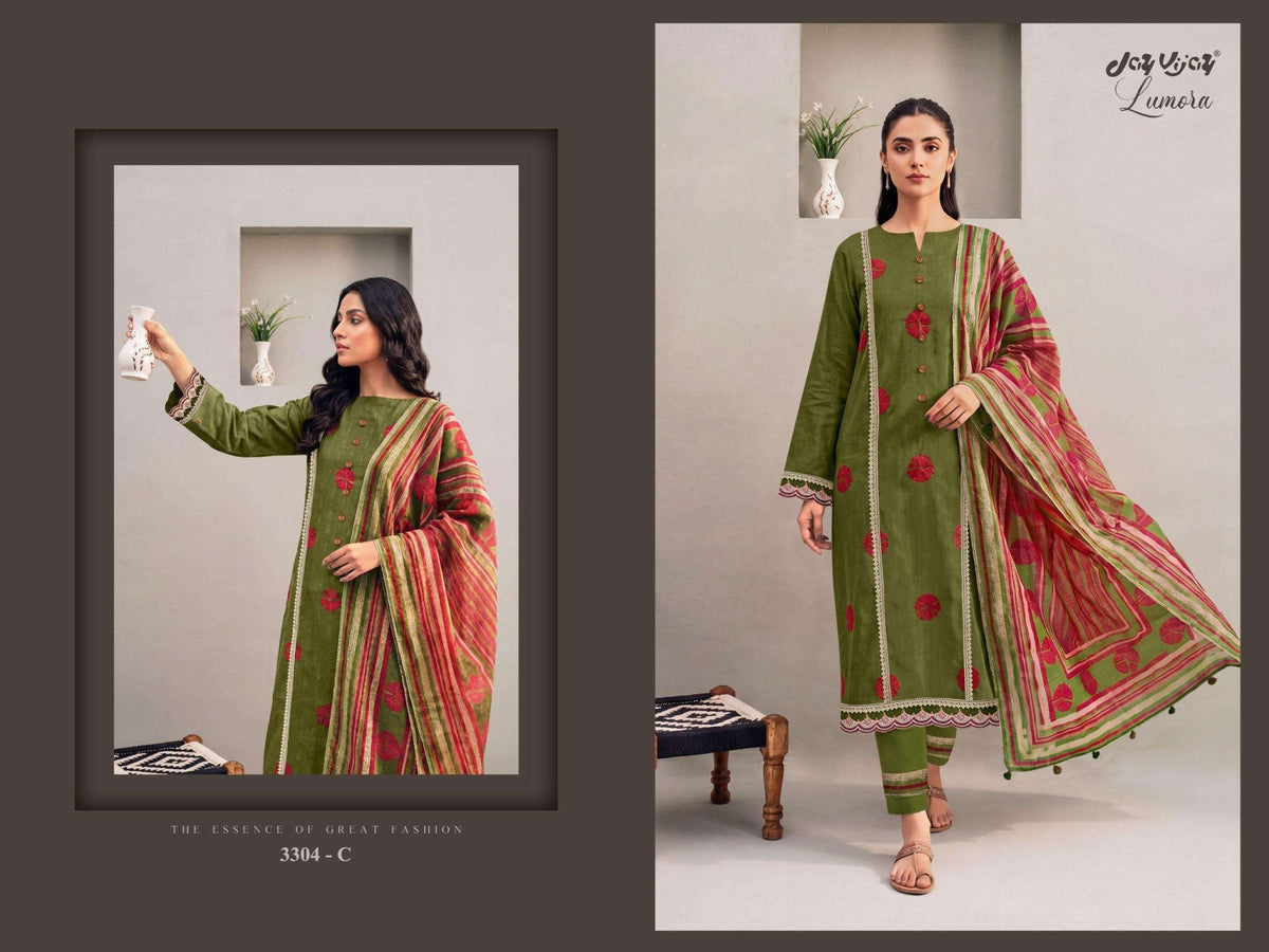 Jay Vijay Lumora 3304 Premium Cotton Dress Material - Amrah Wholesale