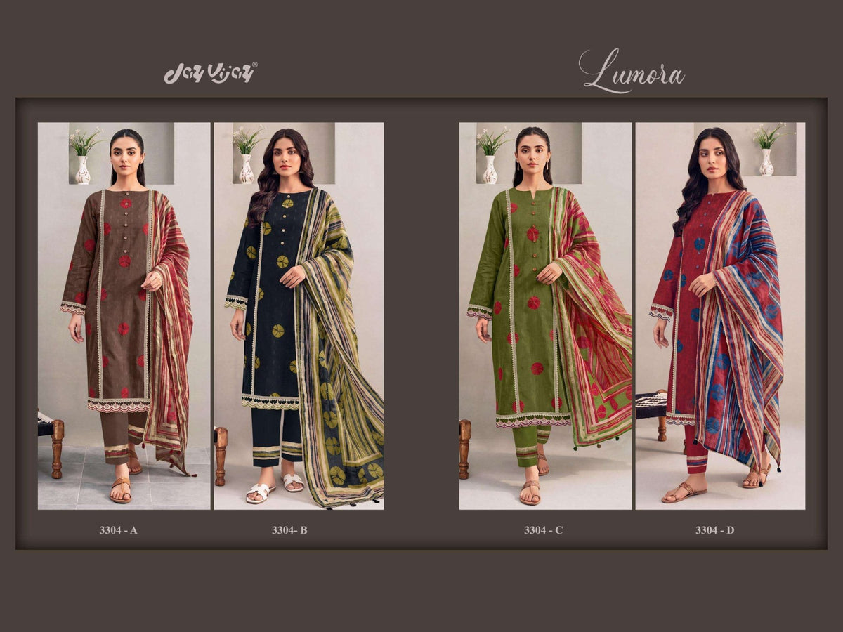 Jay Vijay Lumora 3304 Premium Cotton Dress Material - Amrah Wholesale