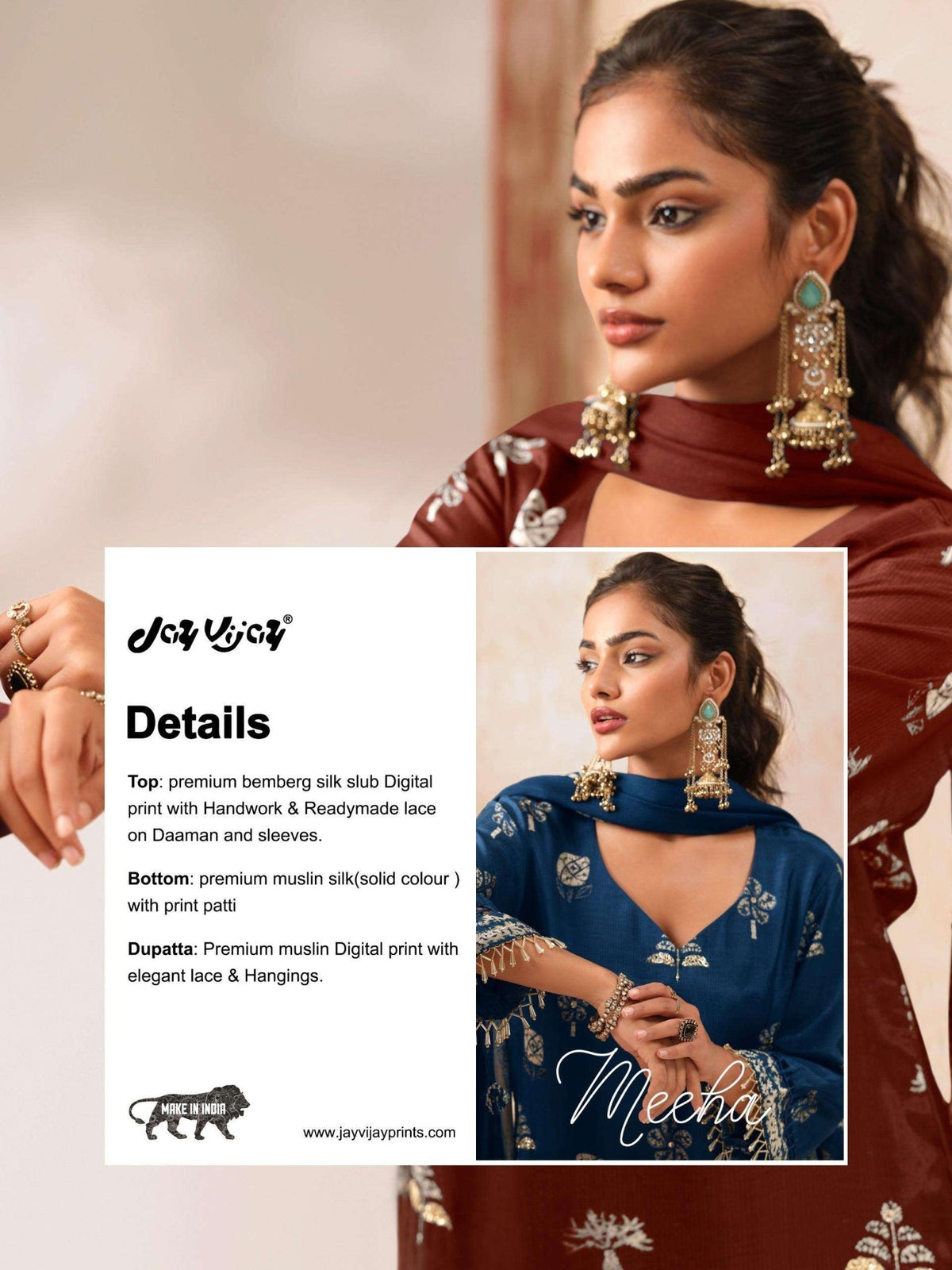 Jay Vijay Meeha 3316 Premium Bemberg Silk Dress Material - Amrah Wholesale