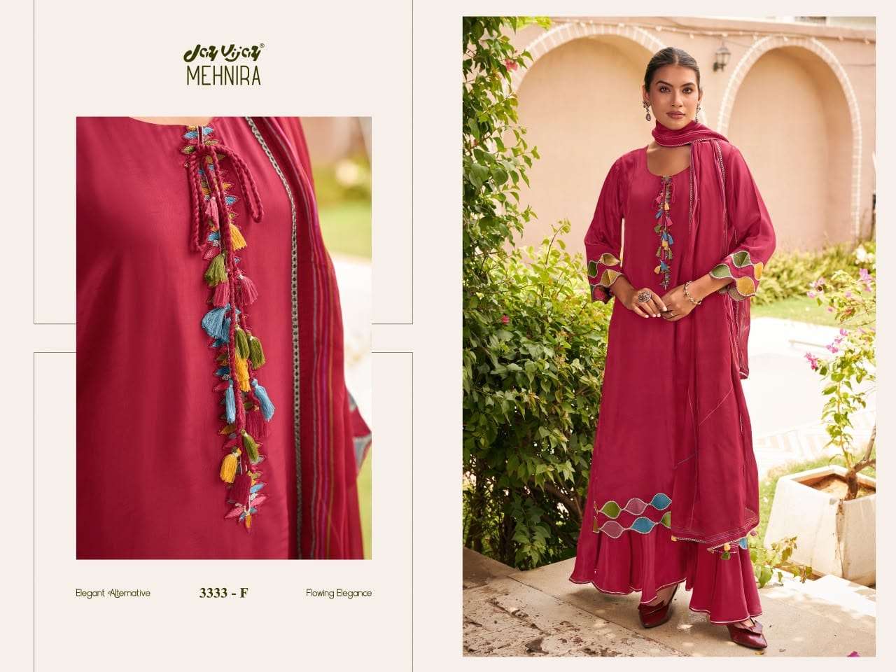 Jay Vijay Mehnira 3333 Natural Crape Dress Material